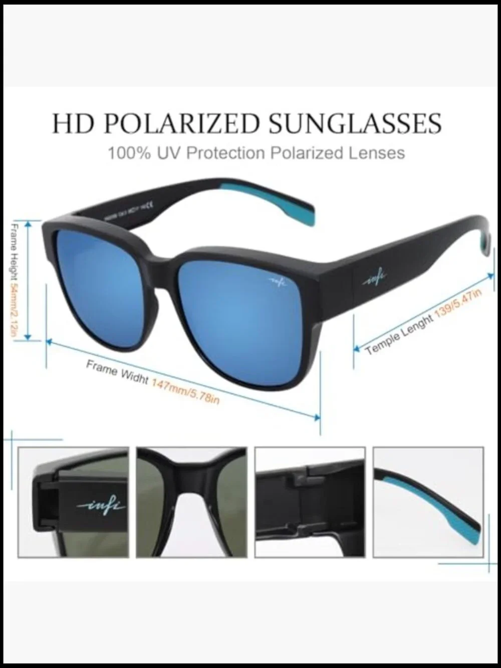 Polarized Fit Over Glasses Sunglasses UV Protection for Driving Fishing